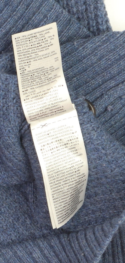 Banana Republic Men's Blue Wool Henley Jumper Size M