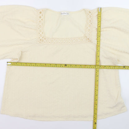Gallery Women Ivory Bohemian Crochet Neck Blouse XL