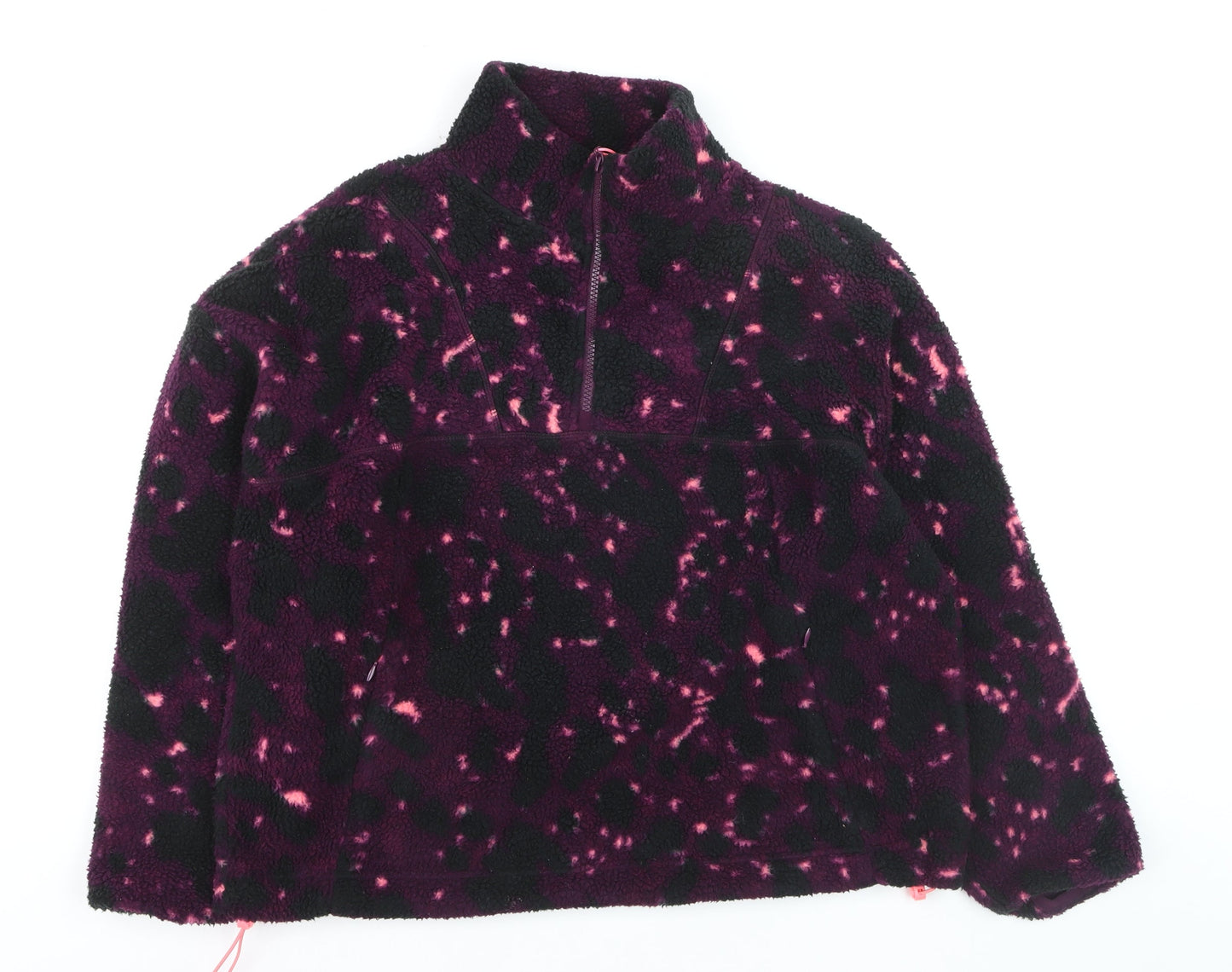 Dunnes Women Purple Animal Print Fleece Half Zip Jacket Size M
