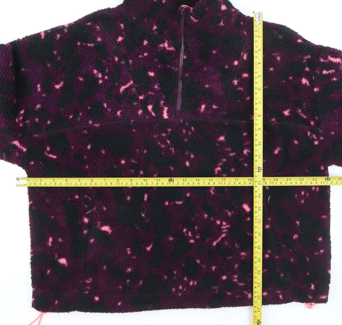 Dunnes Women Purple Animal Print Fleece Half Zip Jacket Size M