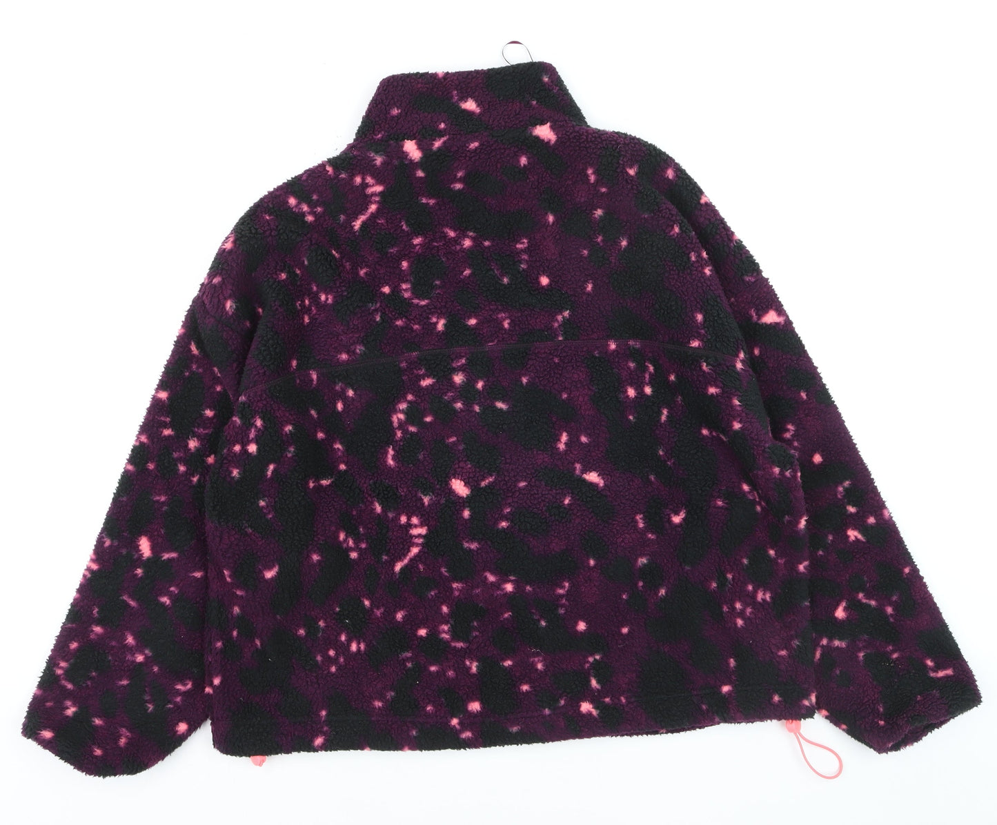 Dunnes Women Purple Animal Print Fleece Half Zip Jacket Size M