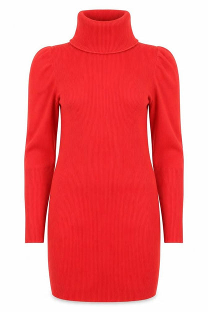 Nasty Gal Women's Red Roll Neck Long Sleeve Tunic Jumper Size L