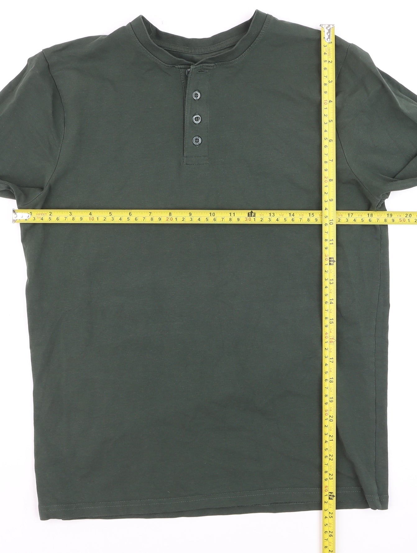 Dunnes Stores Men’s Green Regular Fit Henley Long Sleeve Shirt Size S