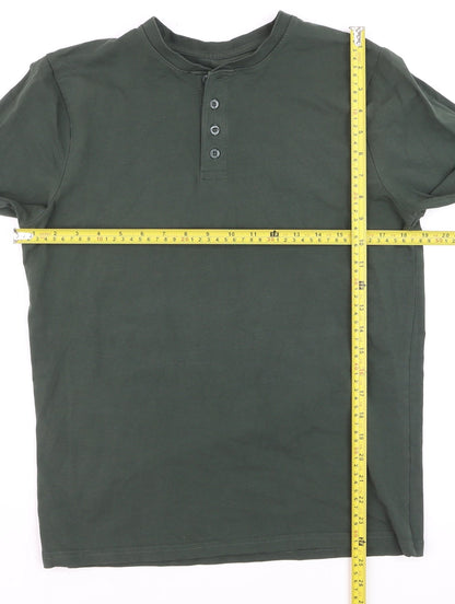 Dunnes Stores Men’s Green Regular Fit Henley Long Sleeve Shirt Size S