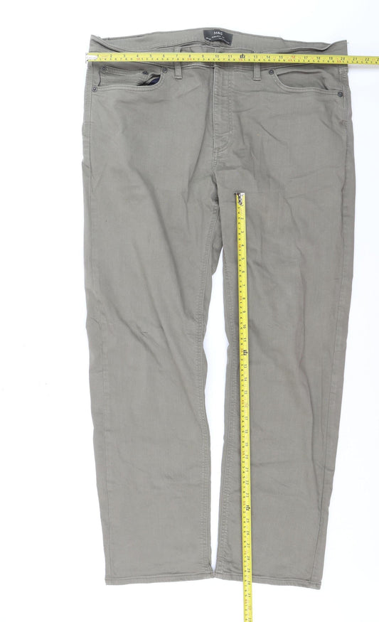 Marks and Spencer Men’s Grey Straight Fit Stretch Jeans 40x33