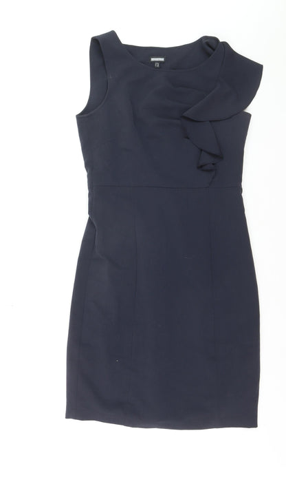 Street One Women's Blue Sleeveless Ruffle Sheath Dress Size 12