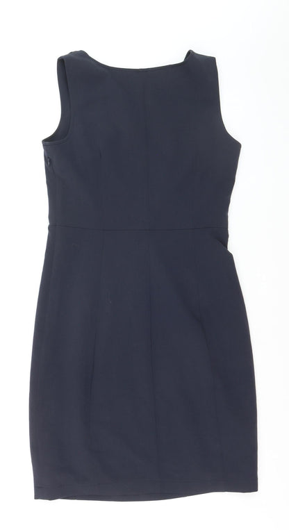 Street One Women's Blue Sleeveless Ruffle Sheath Dress Size 12