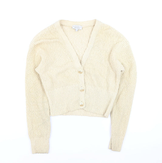 & Other Stories Women Beige Chunky-Knit V-Neck Cardigan XS
