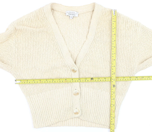 & Other Stories Women Beige Chunky-Knit V-Neck Cardigan XS