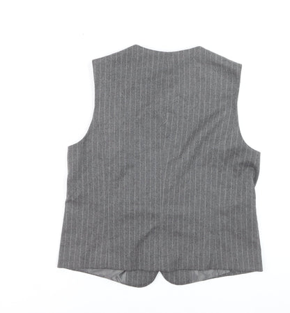 Gallery Women's Grey Pinstripe Wool Blend Waistcoat UK 10