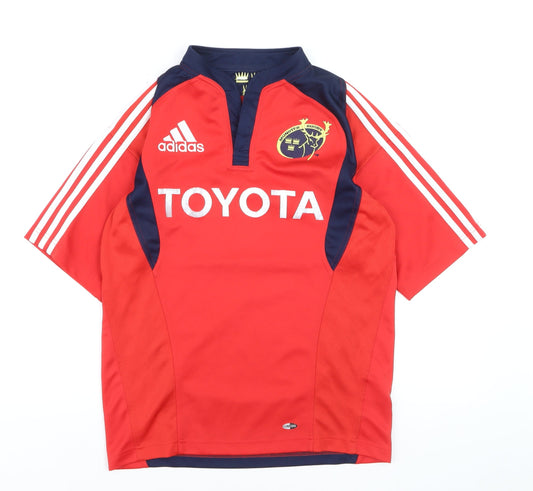 Adidas Men’s Red Munster Rugby Short Sleeve Jersey T-Shirt Size S