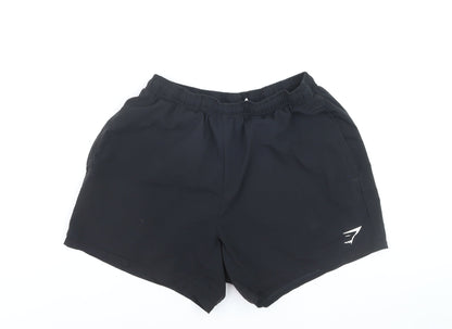 Gymshark Men's Black Biker Sports Shorts Size M Quick Dry Stretch