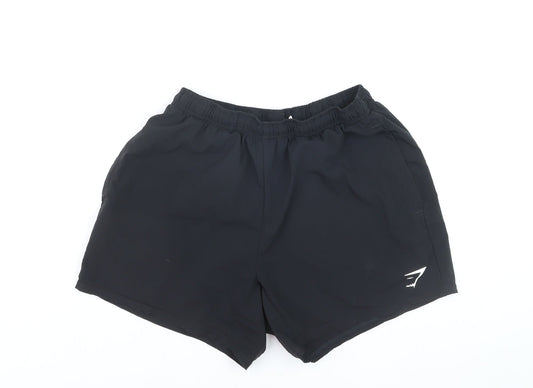 Gymshark Men's Black Biker Sports Shorts Size M Quick Dry Stretch