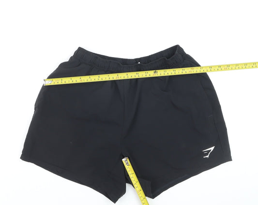 Gymshark Men's Black Biker Sports Shorts Size M Quick Dry Stretch