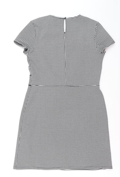 Miss Selfridge Women Black Houndstooth Shift Work Dress Size 12
