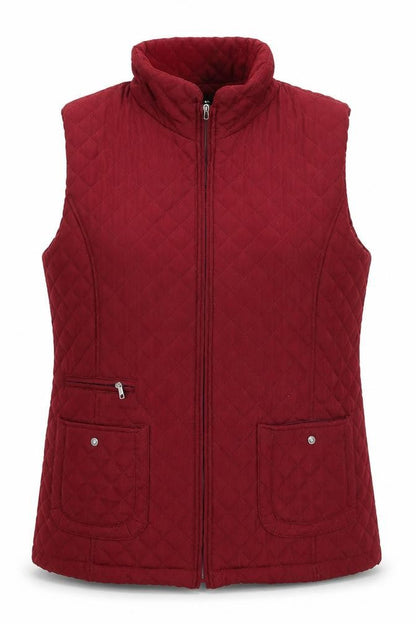Gallery Women Red Quilted Padded Waistcoat Gilet L