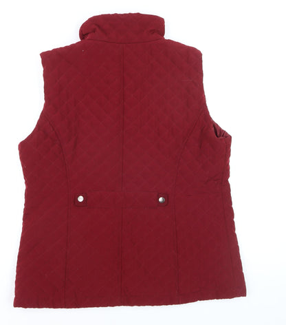 Gallery Women Red Quilted Padded Waistcoat Gilet L