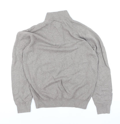 Dunnes Men’s Beige Cotton Half Zip Jumper Size M High Neck