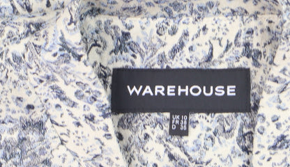 Warehouse Women’s Blue Floral Zip Bomber Jacket Size 10