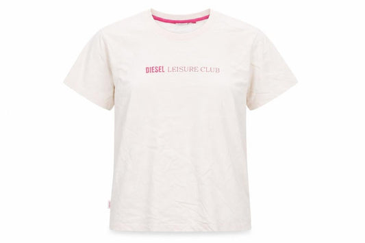 Diesel Women Ivory Leisure Club Cotton T-Shirt M Short Sleeve