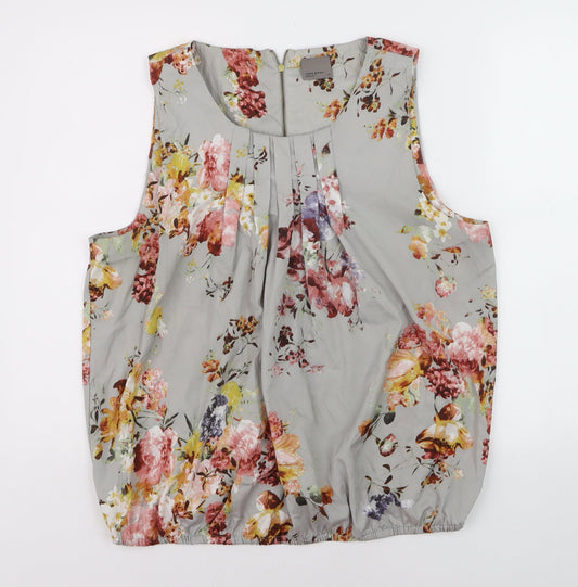Vero Moda Women’s Grey Floral Pleated Sleeveless Tunic Blouse XL
