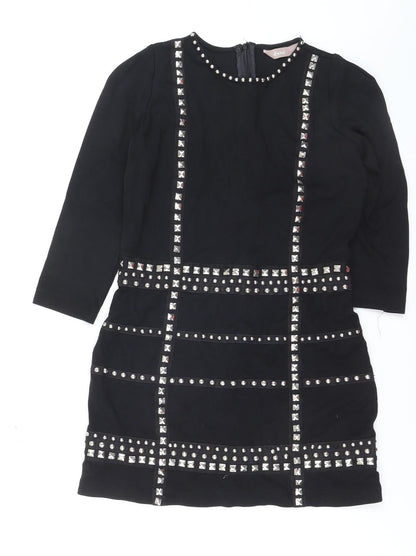 Alwear Women Black Size 8 Studded Bodycon Party Dress