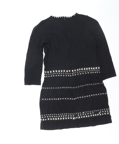 Alwear Women Black Size 8 Studded Bodycon Party Dress