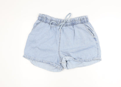 Pep&Co Women Blue Cotton Paperbag Denim Shorts Size 18