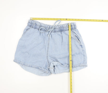 Pep&Co Women Blue Cotton Paperbag Denim Shorts Size 18