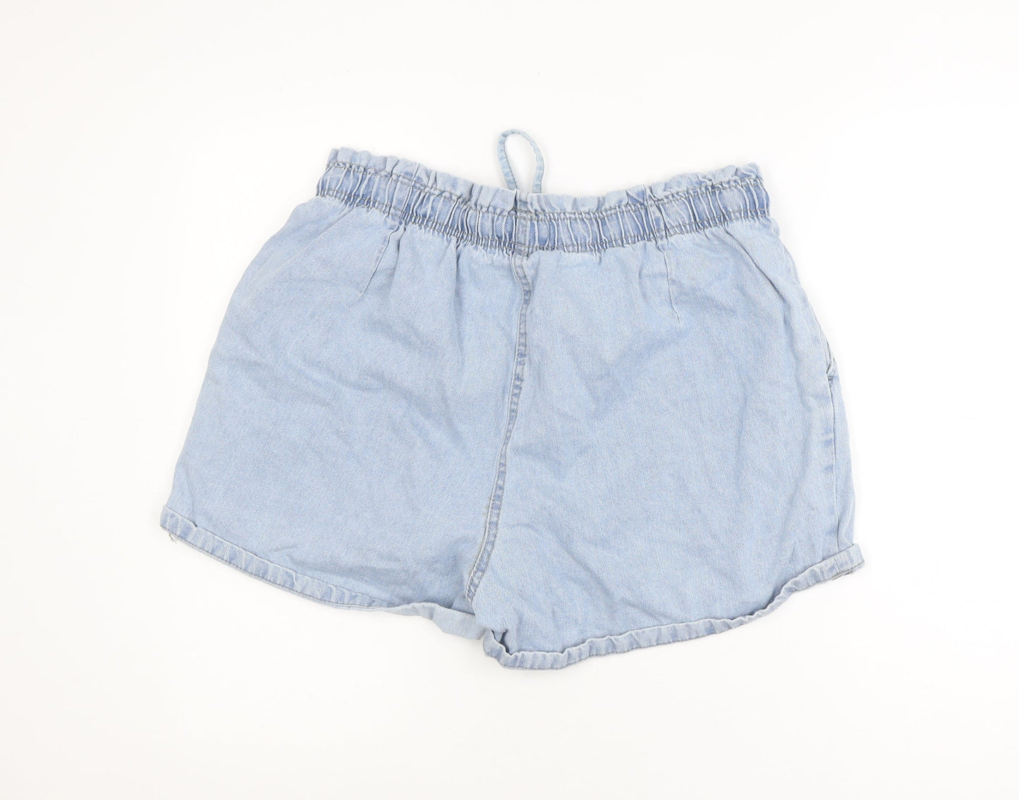 Pep&Co Women Blue Cotton Paperbag Denim Shorts Size 18