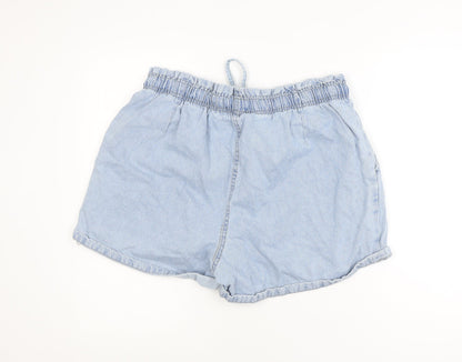 Pep&Co Women Blue Cotton Paperbag Denim Shorts Size 18
