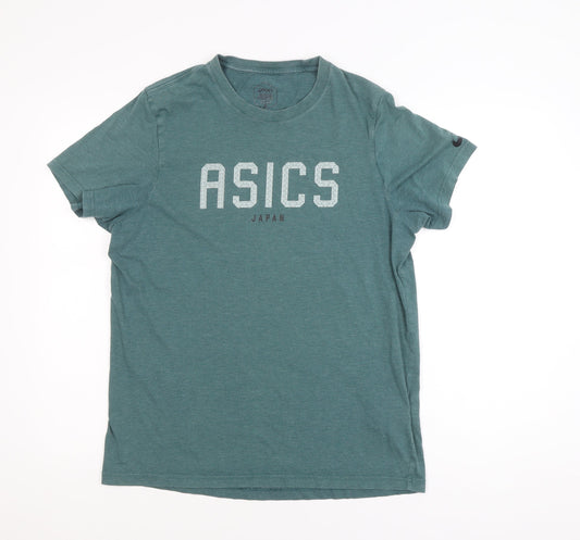 ASICS Men's Green Short Sleeve Crew Neck Sports T-Shirt Size M