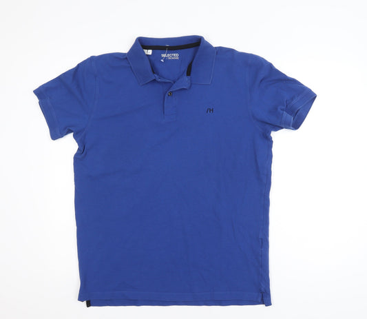 Selected Homme Men's Blue Cotton Stretch Polo Shirt Size L