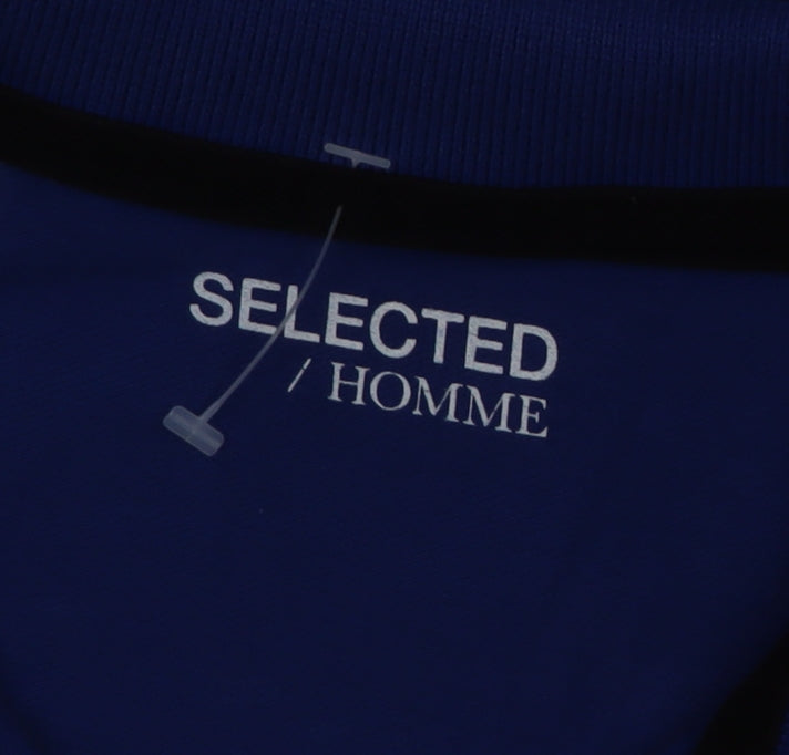 Selected Homme Men's Blue Cotton Stretch Polo Shirt Size L