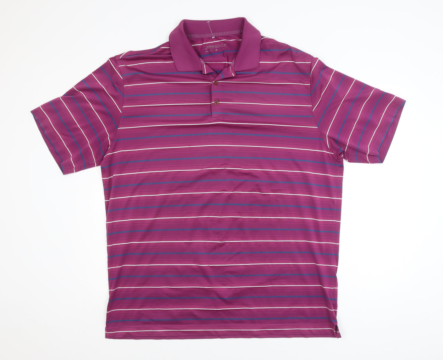 Nike Golf Men's Purple Striped XL Dri-Fit Performance Polo Shirt