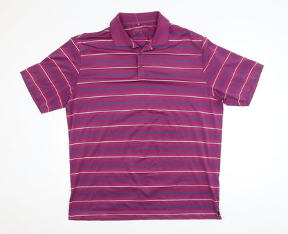 Nike Golf Men's Purple Striped XL Dri-Fit Performance Polo Shirt