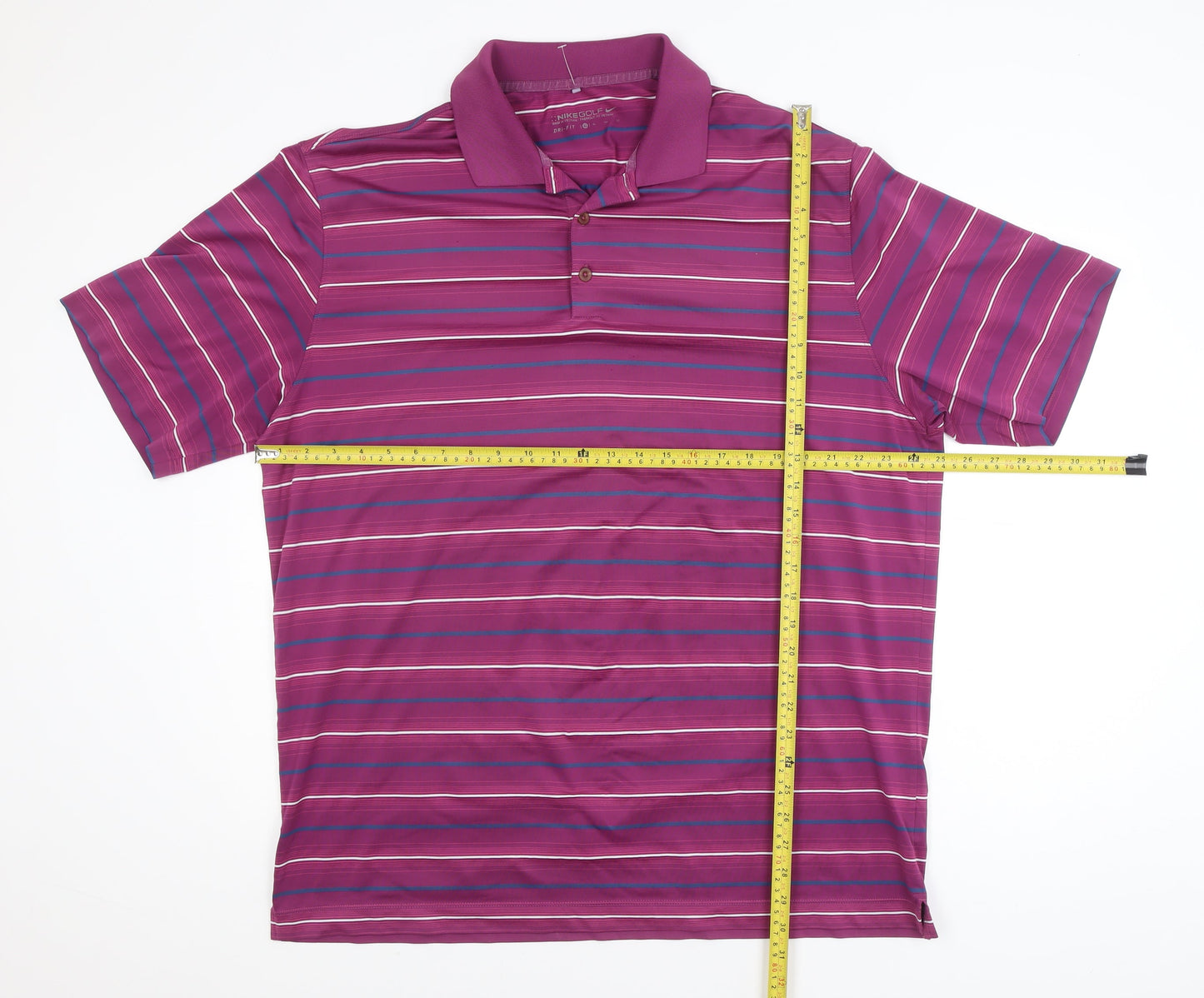 Nike Golf Men's Purple Striped XL Dri-Fit Performance Polo Shirt