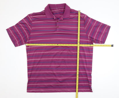 Nike Golf Men's Purple Striped XL Dri-Fit Performance Polo Shirt