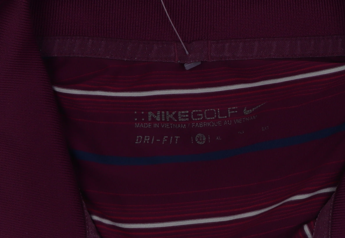Nike Golf Men's Purple Striped XL Dri-Fit Performance Polo Shirt