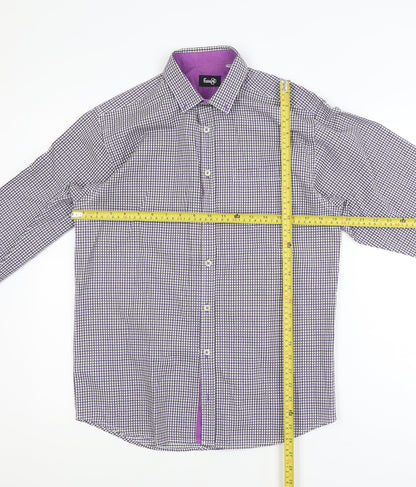Eighteen 87 Boys Purple Check Long Sleeve School Dress Shirt 15-16 Years