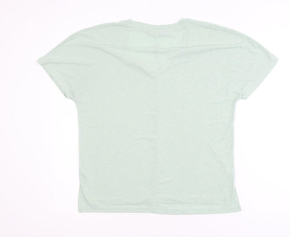 Dunnes Women's Light Green V-Neck Short Sleeve T-Shirt Size S
