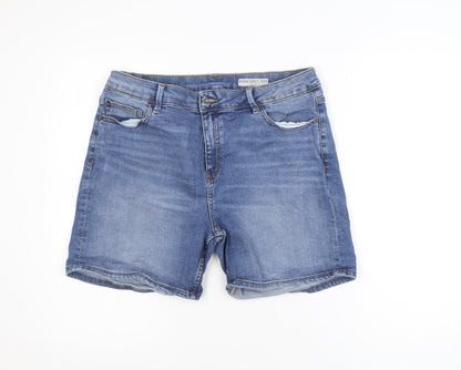 Marks and Spencer Women Blue Size 16 Mid Rise Chino Denim Shorts