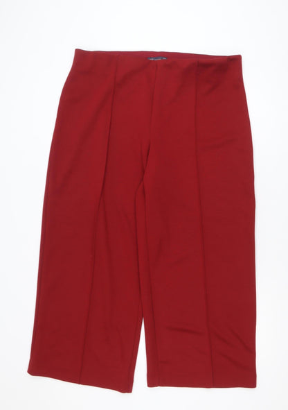 Marks and Spencer Women Red Cropped Wide-Leg Trousers Size 20