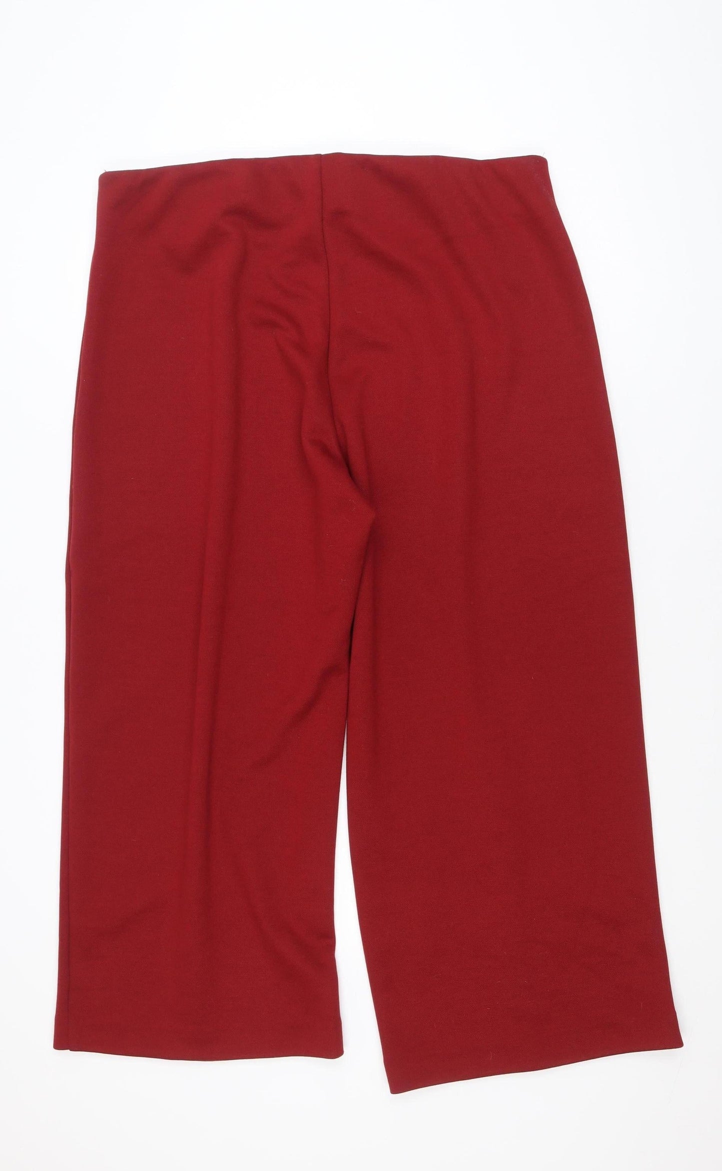 Marks and Spencer Women Red Cropped Wide-Leg Trousers Size 20