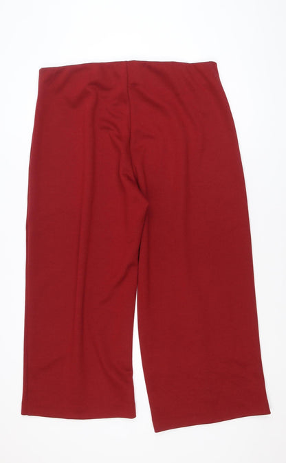Marks and Spencer Women Red Cropped Wide-Leg Trousers Size 20