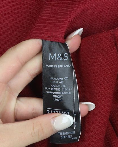 Marks and Spencer Women Red Cropped Wide-Leg Trousers Size 20