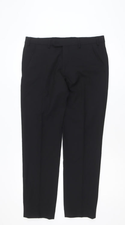 Remus Uomo Men's Black 32S Slim Fit Dress Trousers
