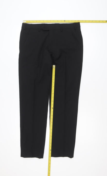 Remus Uomo Men's Black 32S Slim Fit Dress Trousers