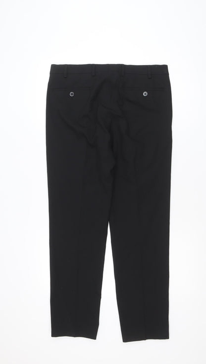 Remus Uomo Men's Black 32S Slim Fit Dress Trousers