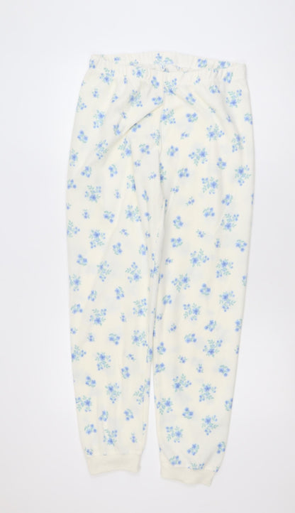 Dunnes Stores Womens White Floral Fleece Pyjama Pants Size 8